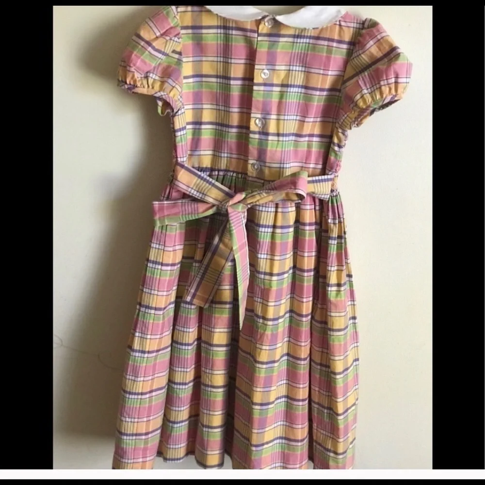 Rare Vintage 1980’s Hand Smocked Gingham Dress